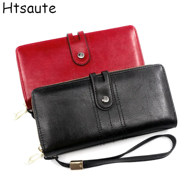 

High Quality Bags Women Wallets Fashion Female Solid Color PU Leather Coin Purses Ladies Long Wristband Card Holder Clutch Bag