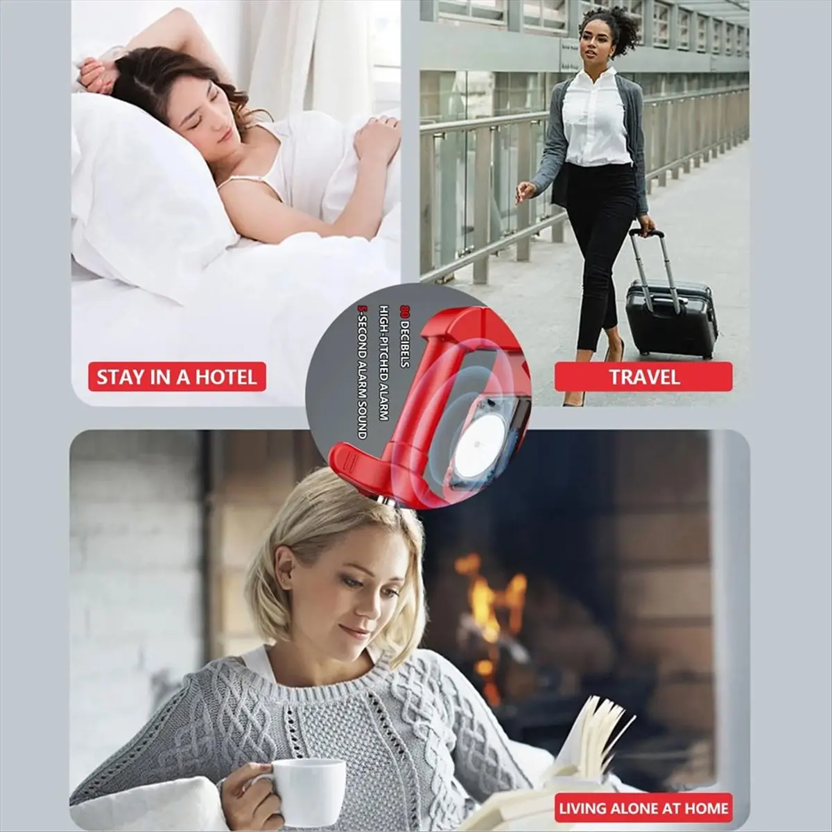 Portable Alarm Door Stopper Portable Door Lock Travel Anti Theft Door Blocker Door Stoppers Security Alarm Wedge