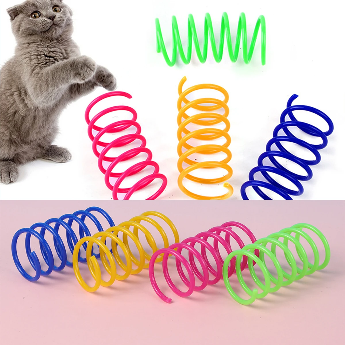 

4pcs Newest Kitten Coil Spiral Springs Cat Toys Interactive Gauge Cat Spring Toy Colorful Springs Cat Pet Toy Pet Products