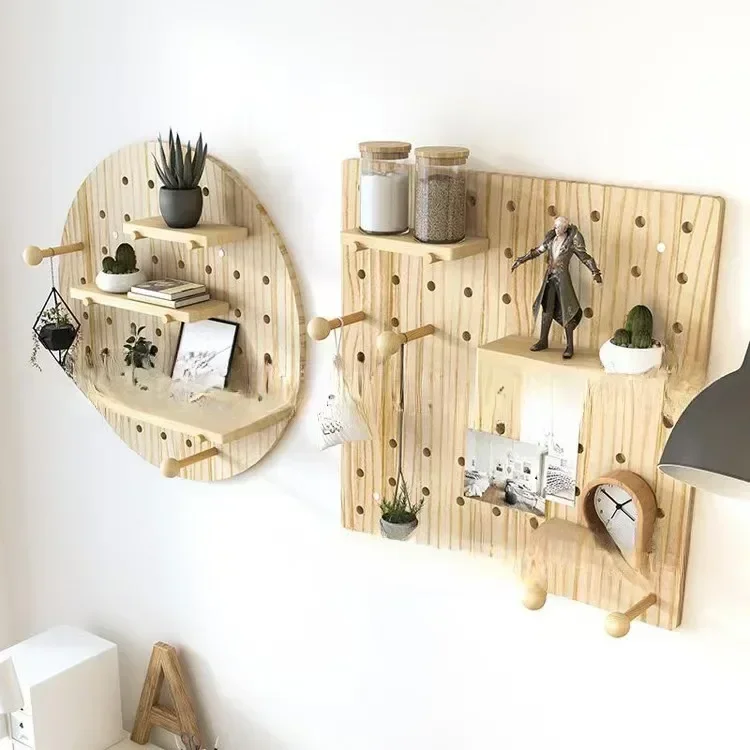 Wooden Pegboard Dish Rack Kit Pegboard Hole Board for Wall Organizer Tools Crafts Organization Ornaments Display