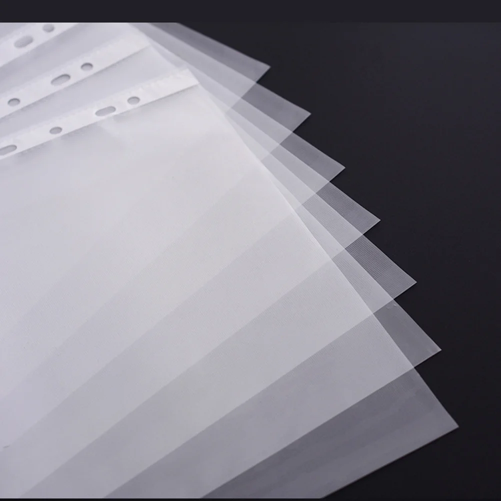 100개 투명 시트 프로텍터 A4 11홀 비정전기 클리어 파일 프로텍터 경량 문서 홀더 사무용