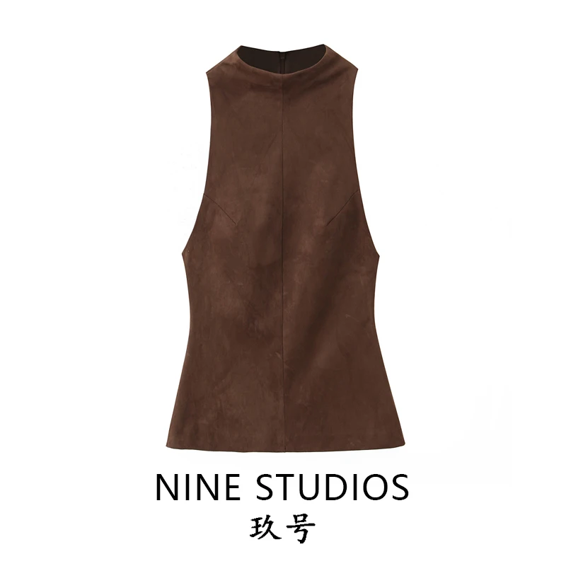 

Женский жилет NINE ZAR с бархатной текстурой, повседневный круглый жилет средней длины из полиэфирного волокна, цвет для поездок на работу