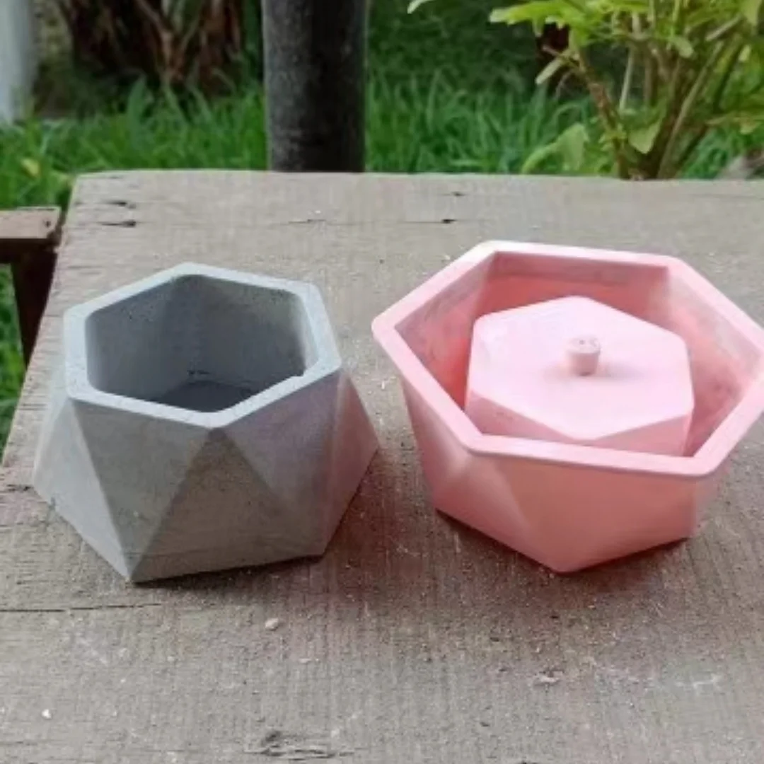 DIY Succulent Flowerpot Epoxy Resin Mold Cement Concrete Hexagonal Gypsum Micro Landscape Decoration Mould