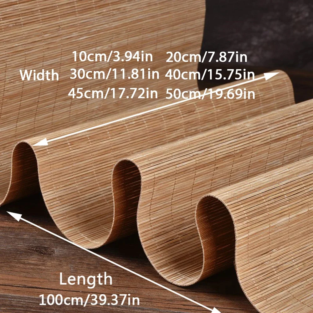 10/20/30/40/45/50cm Width 1 Meter Length Bamboo Material Insulated Tea Mat Creative Cup Mat Room Dining Decoration Table Flag