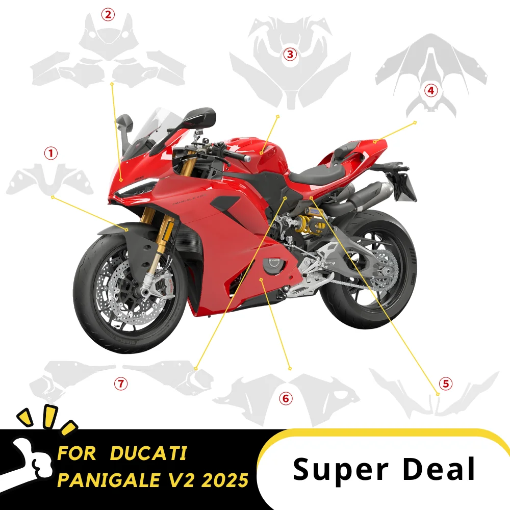 For Ducati PANIGALE V2 2025 PPF TPU Protective Film Full Body Paint Protection Scratch Resistant Kit PANIGALE V2 2025