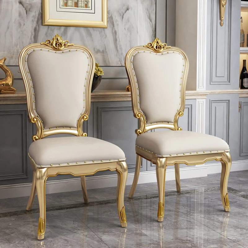 Elegant Gold Luxury Dining Chairs Home Modern Design Wood Occasional Chair Hotel Lounge Sillas Para Comedor Kitchen Furniture