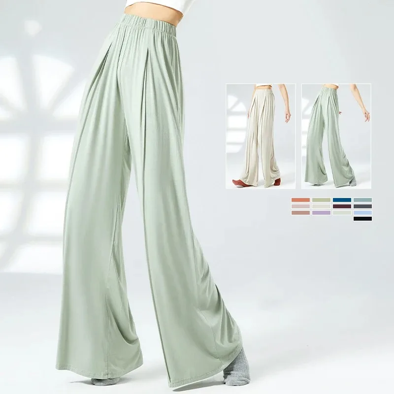 

Elegant Classic Dance Pants Women Modern Dance Wide Leg Pants Soft Elastic Yoga Body Rhyme Ballet Trainning Practice Trousers