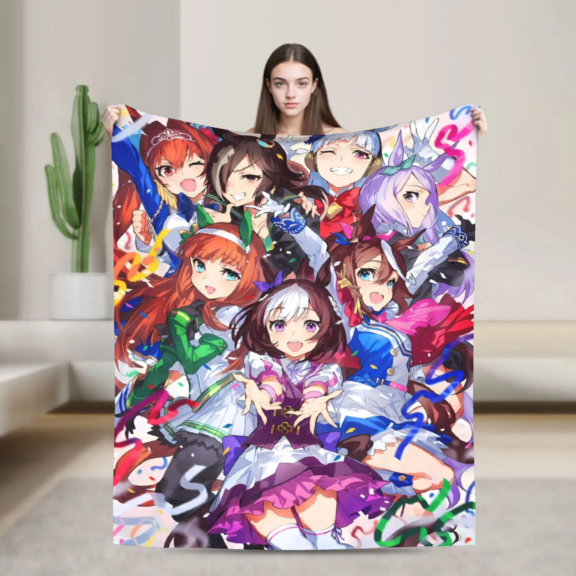 Soft Blanket Picnic Uma Musume Anime Throw Blanket  Flannel Bedspread For Living Room Aesthetic Sofa Bed Cover