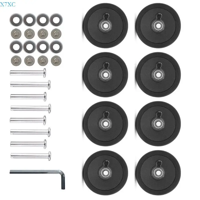 X7XC 8Pcs 55mm Black Double Luggage Suitcase Replacement Easy Installation