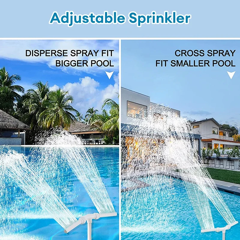 نافورة حمام السباحة على الشلال قابلة للتعديل، نافورة مياه رذاذ مزدوجة لتزيين حمام السباحة، ملحقات حمام السباحة