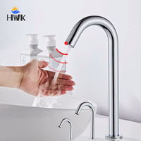 Bathroom Deck Mounted Single Hole Automatic Infrared Sensor Basin Faucet.Touch Free Cold Hot Water Mixer Tap. Touchless Sink Tap