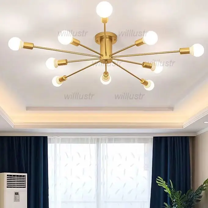 

Минималистичный золотой, черный металлический потолочный светильник, креативный полузаподлицо, светильник для гостиничной стойки, гостиной, столовой, спальни, железное освещение