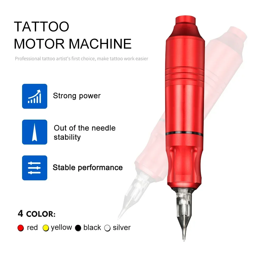 For Beginner Tattoo Machine Kit Complete Rotary Machine Pen Set with Ink Cartridges Needles Supplies Permanent Makeup Tattoo Set