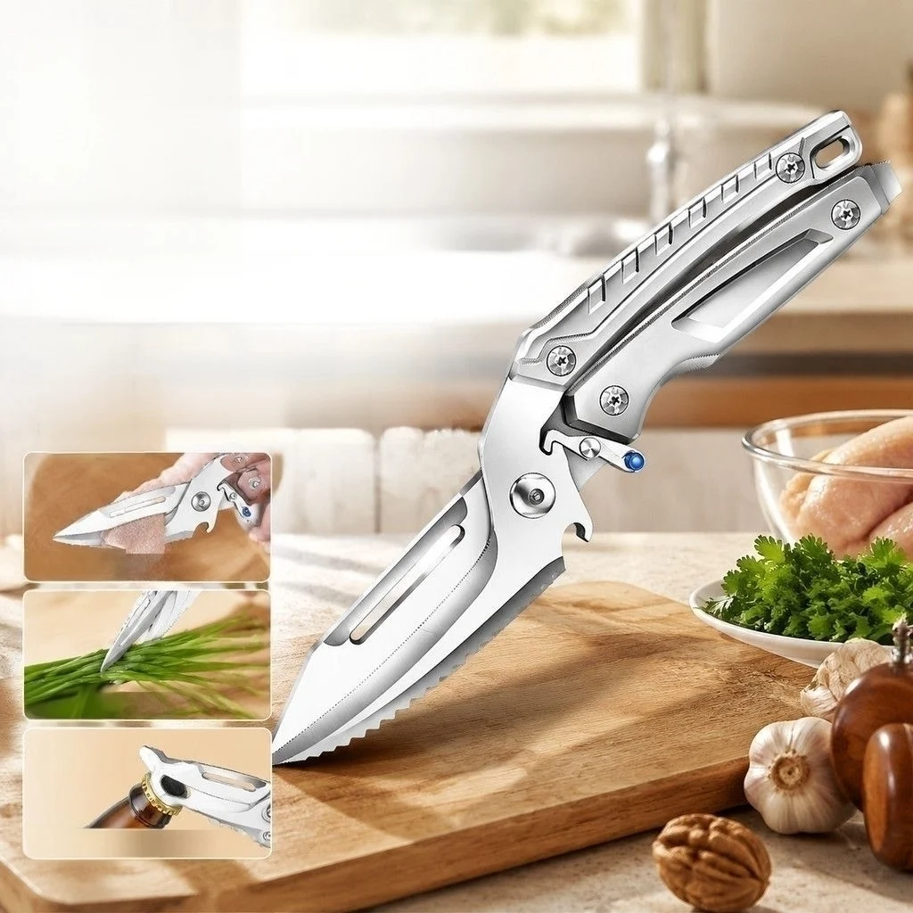 Stainless Steel Kitchen Scissors for Cutting Bones High Hardness Powerful Scissors for Chicken Duck Goose Bones