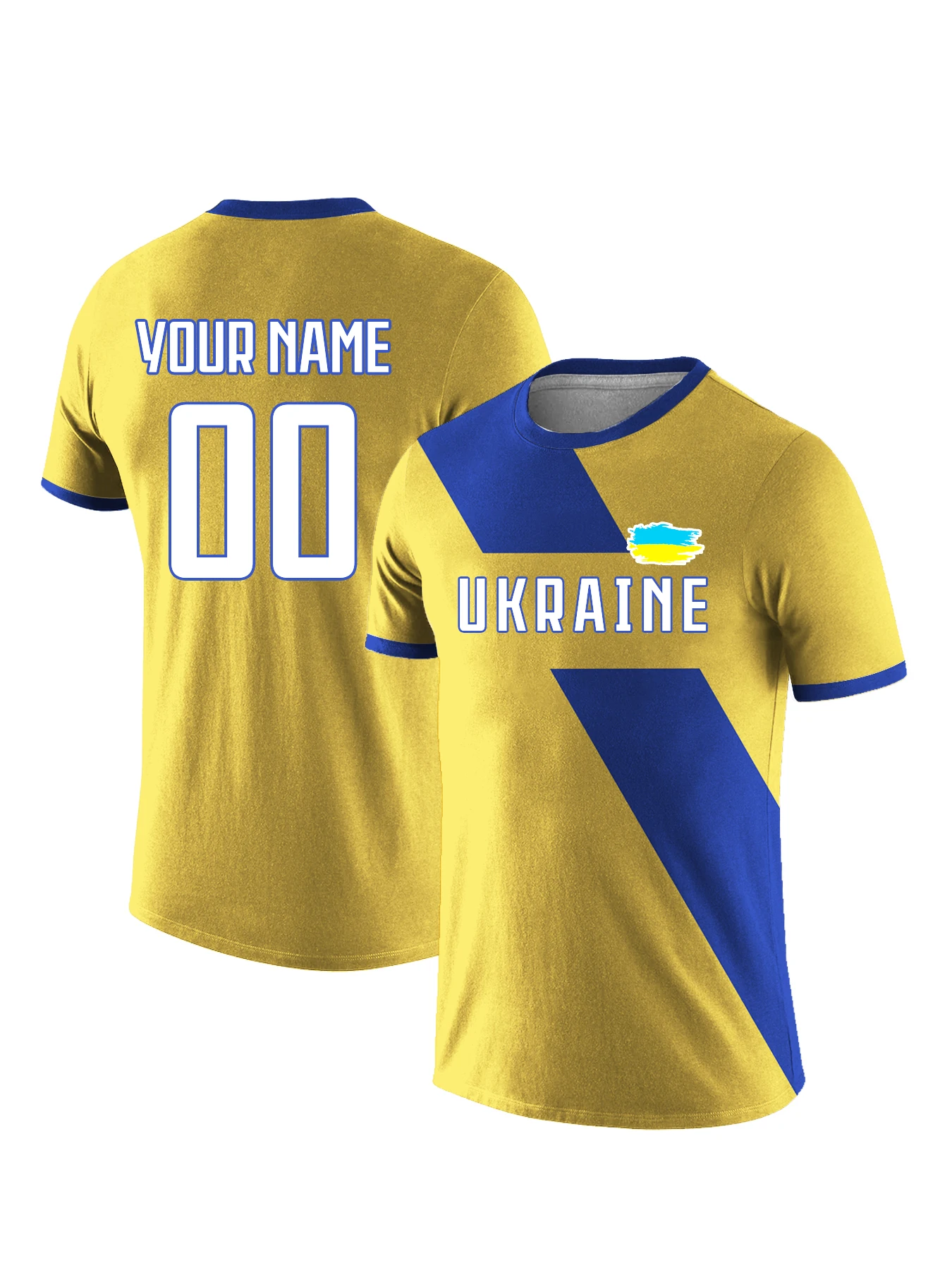 Custom Ukraine National Team Soccer T-shirt Personalized Name Number Football Shirt, Comfort Sportswear for Men