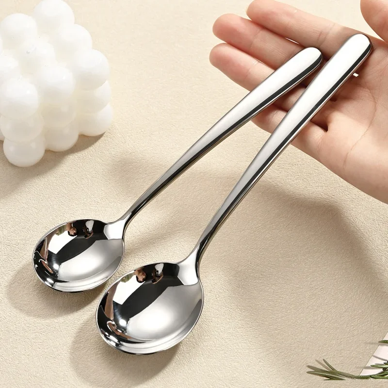 1Pcs Stainless Steel Spoon Good-looking Dessert Spoon for Eating Small Factory Wholesale Thickened Round Spoon