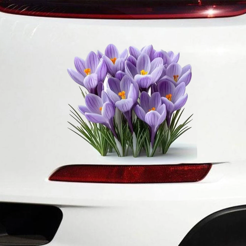 15x15cm Purple Safflower Stickers Waterproof Vinyl Stickers for Car, Laptop, Wall and Glass Surface