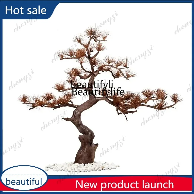 A09     New Chinese-style simulated pine tree ornament window entrance hotel lobby sales office clubhouse landscaping floor de