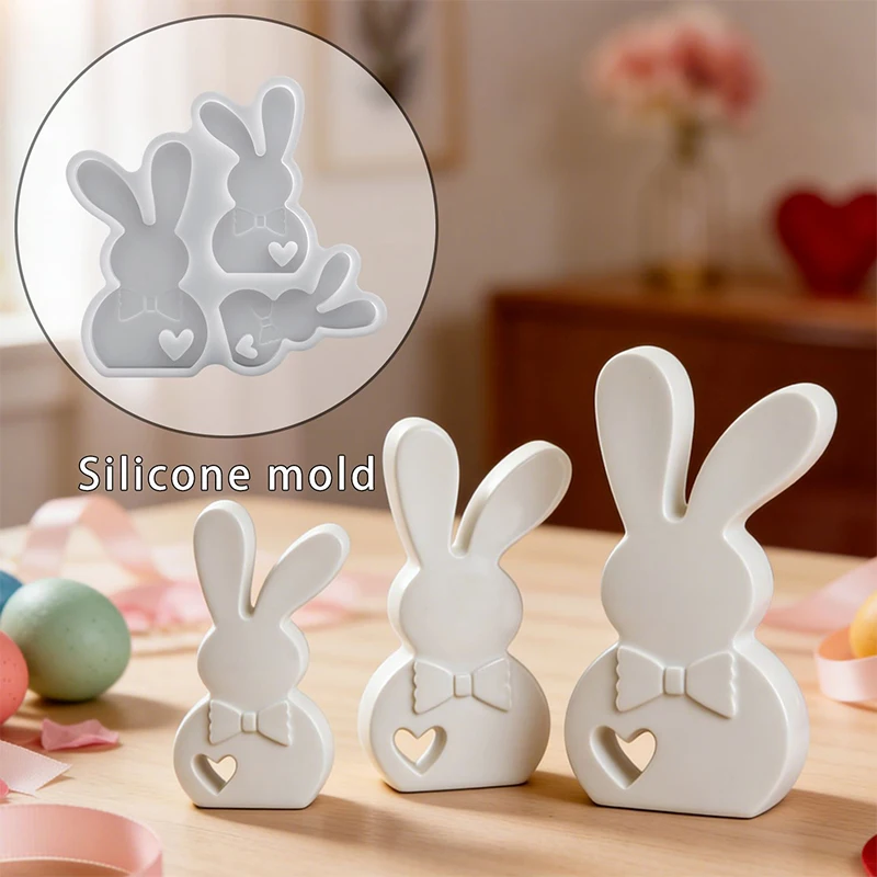3D Easter Rabbit Bunny Silicone Mold, Silicone Moulds Easter DIY Rabbit, Easter Casting Moulds, Spring Silicone Mould