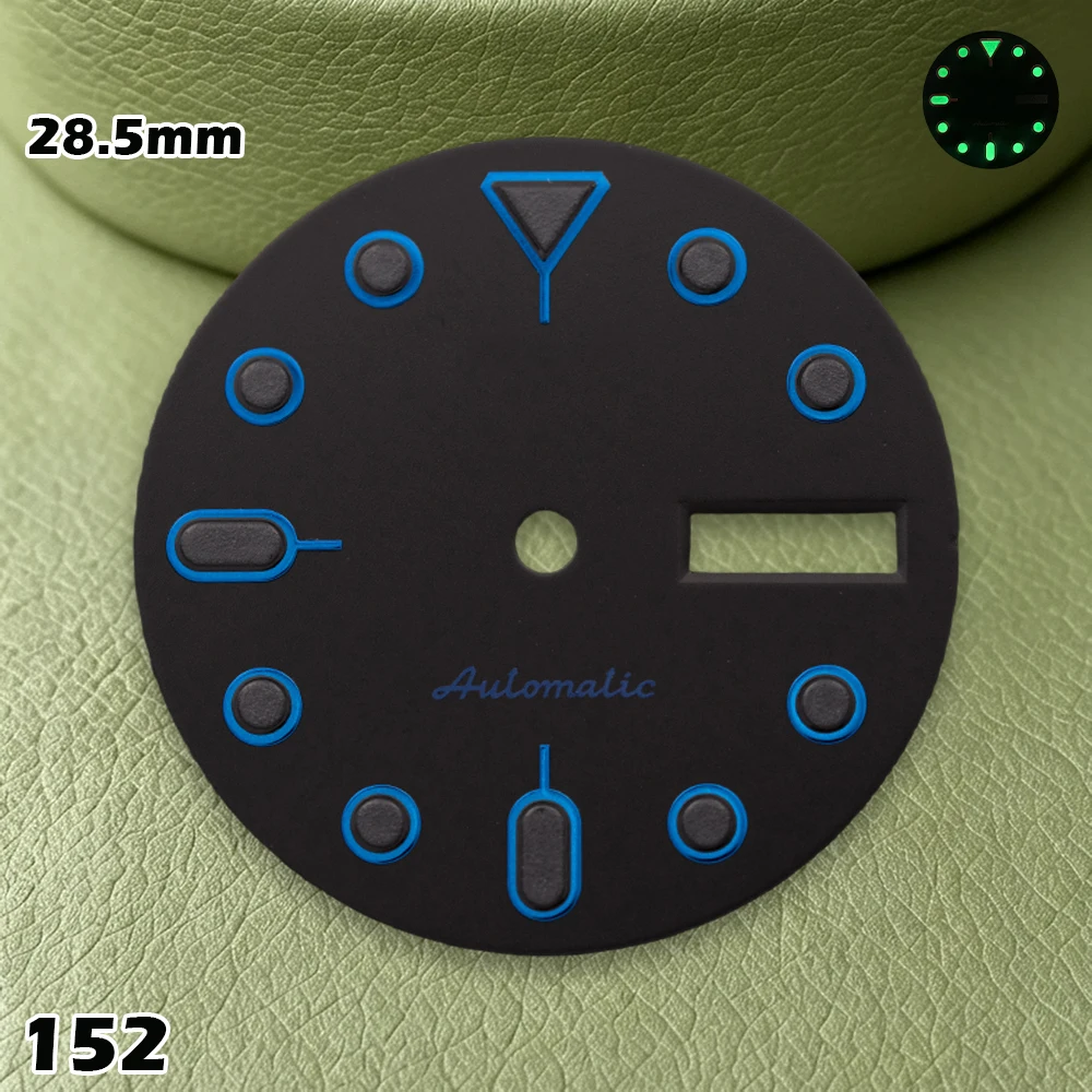 SKX007 NH36 Movement High Quality Matte Calendar Watch Modification Accessories repair Part S-type 28.5mm Green Luminous