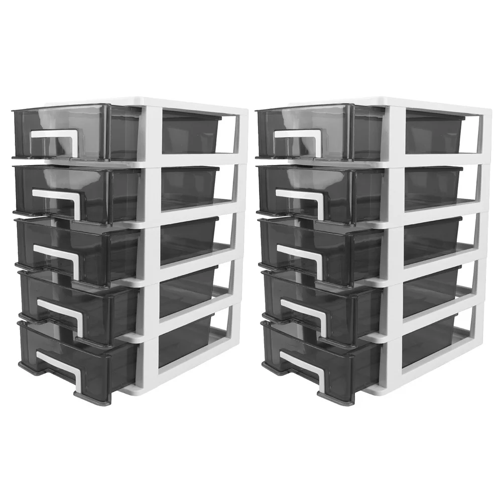 

2Pcs Desk Organizer Drawer Type Multi-Layer Storage Box PP Material for Office Desktop Holder
