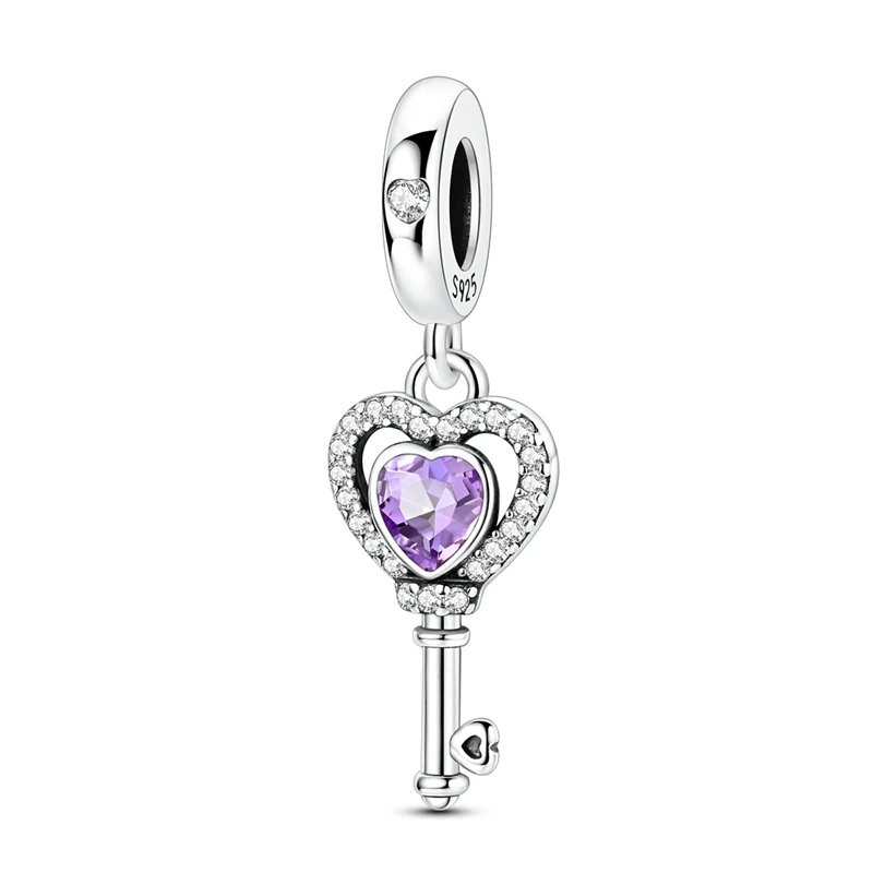 Passend für Original-Armband 925 Sterling Silber Charms Perle CZ Zirkon Schlüssel der Liebe Anhänger DIY Schmuck Geschenk – Detail 1