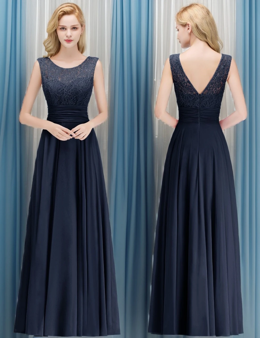 Robe longue d'été en dentelle florale pour femmes, col rond, dos nu en V, sans manches, ligne a, ceintures plissées, robes de soirée décontractées