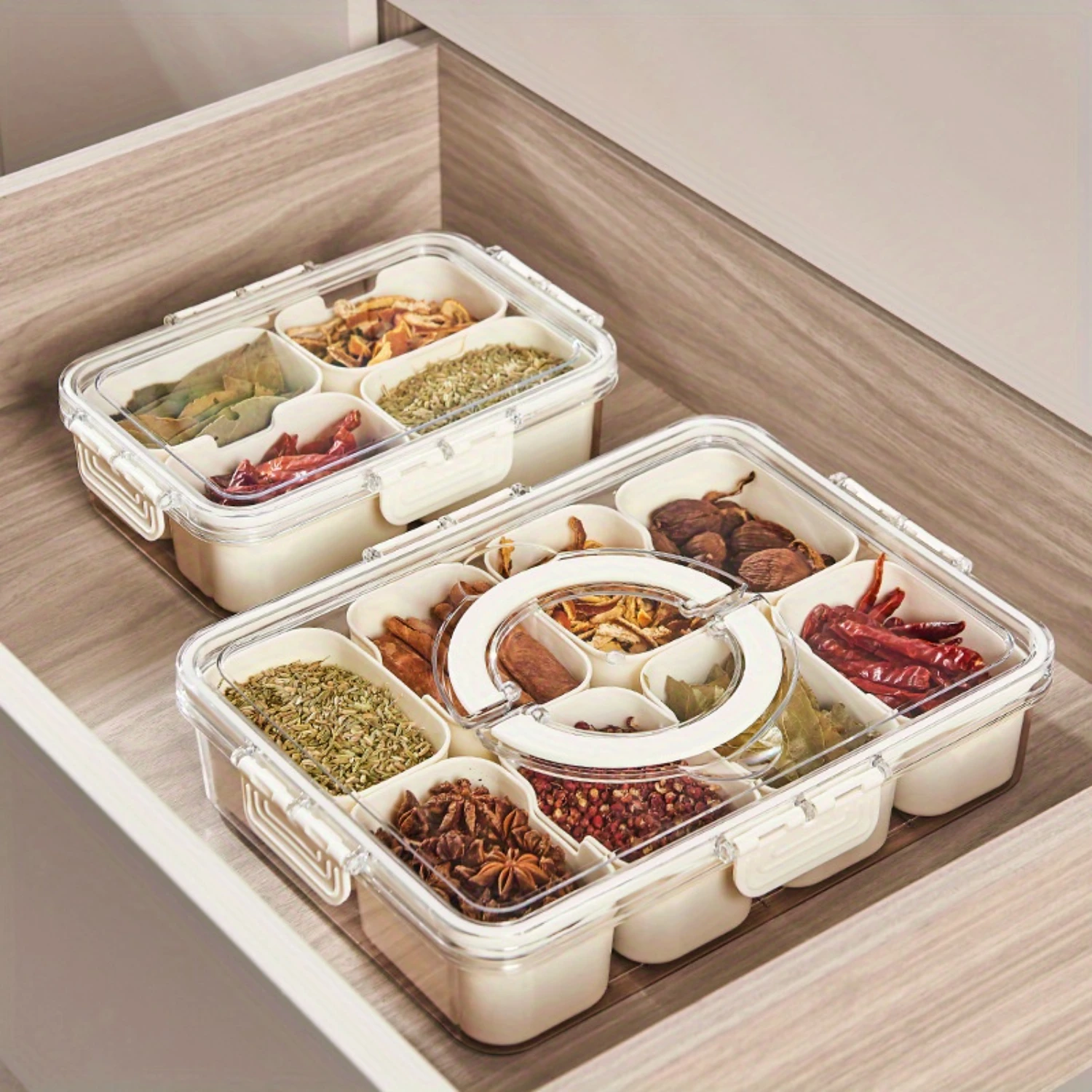 Versatile 4/8-Compartment Snack & Fruit  Tray With Handle - Detachable, Perfect For Lunch, Parties, And Travel