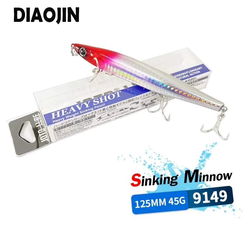 

45g125mm Sinking Heavy Minnow Monster Shot Fishing Lures Artificial Baits Saltwater Lures Rolling Action Pesca Fishing Supplies