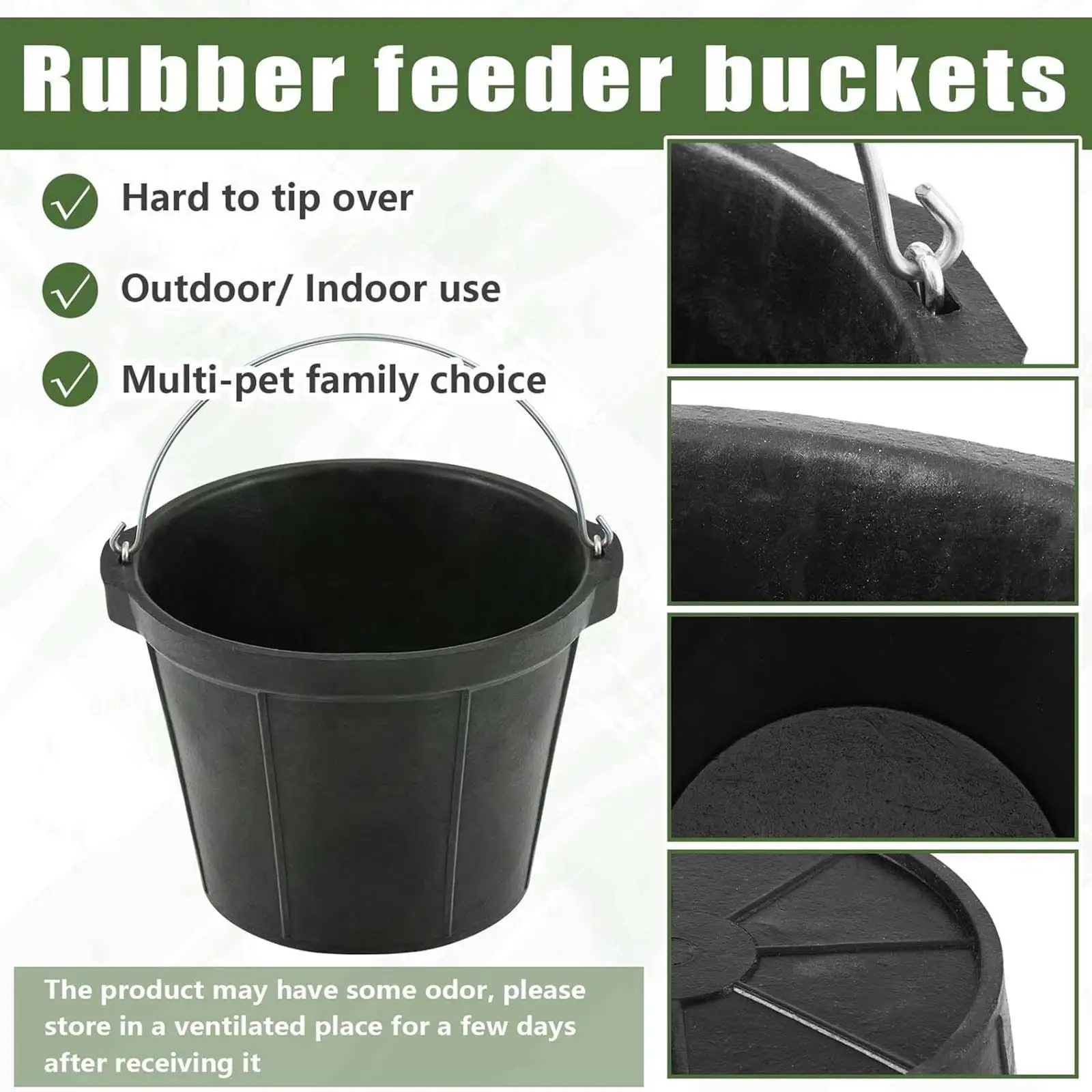 

Heavy Duty Rubber Horse Feeder Bucket Portable Feeding Pan Livestock Supplies for Barn and Stable