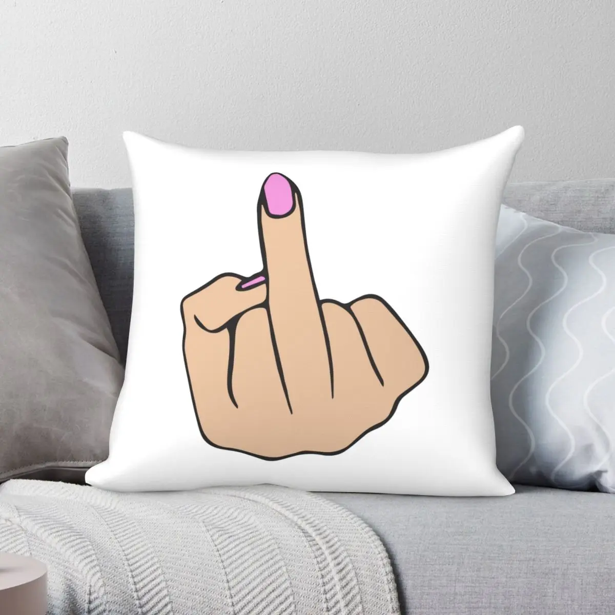 Middle Finger Pillowcase Polyester Linen Velvet Creative Zip Decor Throw Pillow Case Home Cushion Cover Wholesale