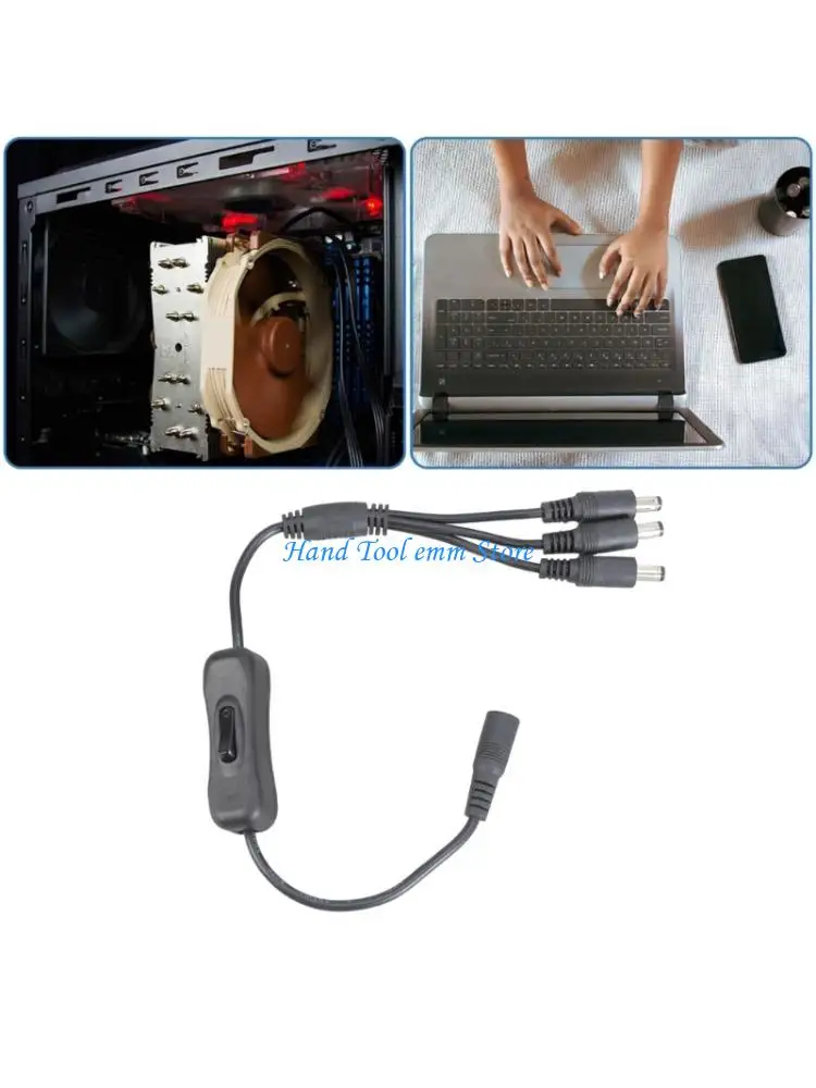 

H37F DC5521 Y Splitter Power Extension Cable 5.5x2.1mm Female to Three Male Switcher for CCTV and LED 37CM