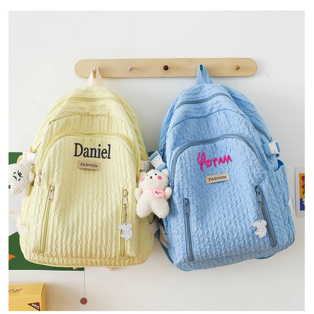 Personalized Cute Girl Backpack For High And Middle School Students Large Capacity, Simple And Versatile Embroidery Name Backpac