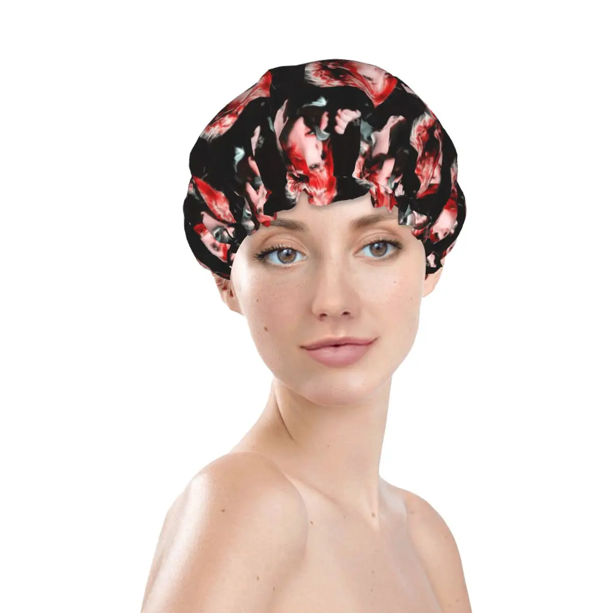 Beautiful Mylene Farmer Shower Cap Women Double Layer Waterproof French Singer Bath Caps for Long Hair