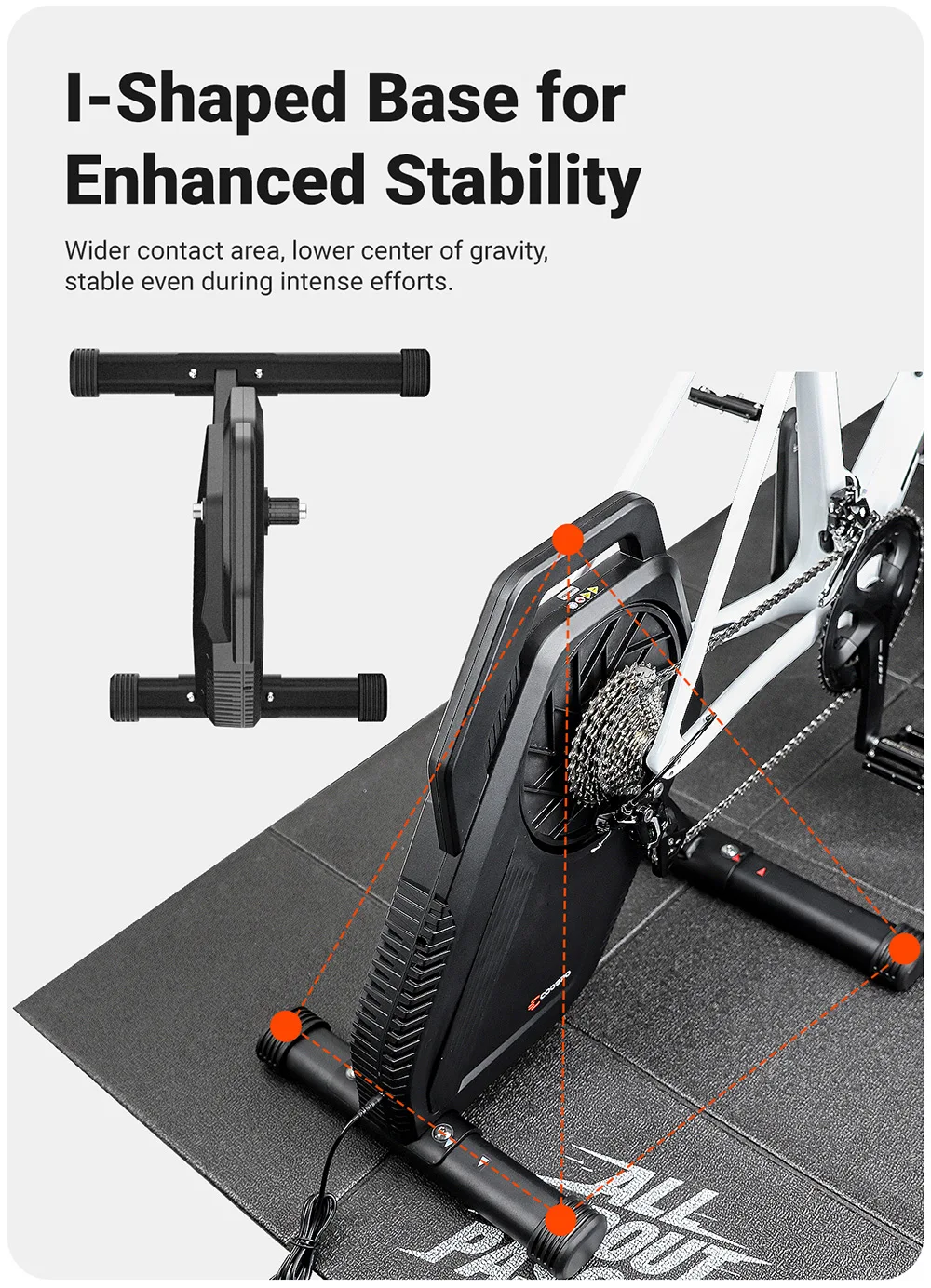 COOSPO T10 Smart Bike Trainer MTB Rennrad Heimtrainer mit Integriertem Leistungsmesser BLE5.0 ANT+ 2200W Indoor-Cycling – Detail 9