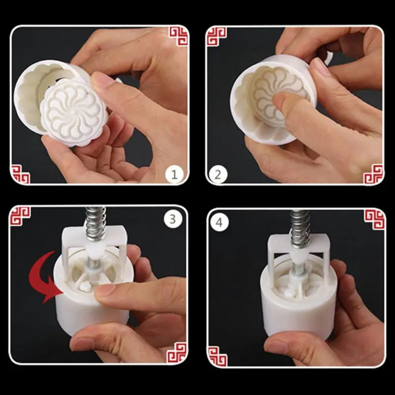 100g Mooncake Mold 10pcs Stamps Barrel Hand Press Moon Cake Pastry Mould DIY Bakware Mid-autumn Festival