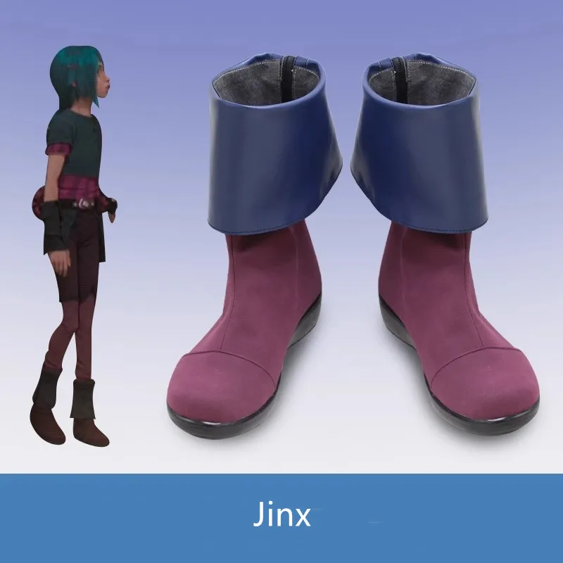 

Games LOL Arcane Jinx Cosplay Costume Shoes Handmade Faux Leather Boots