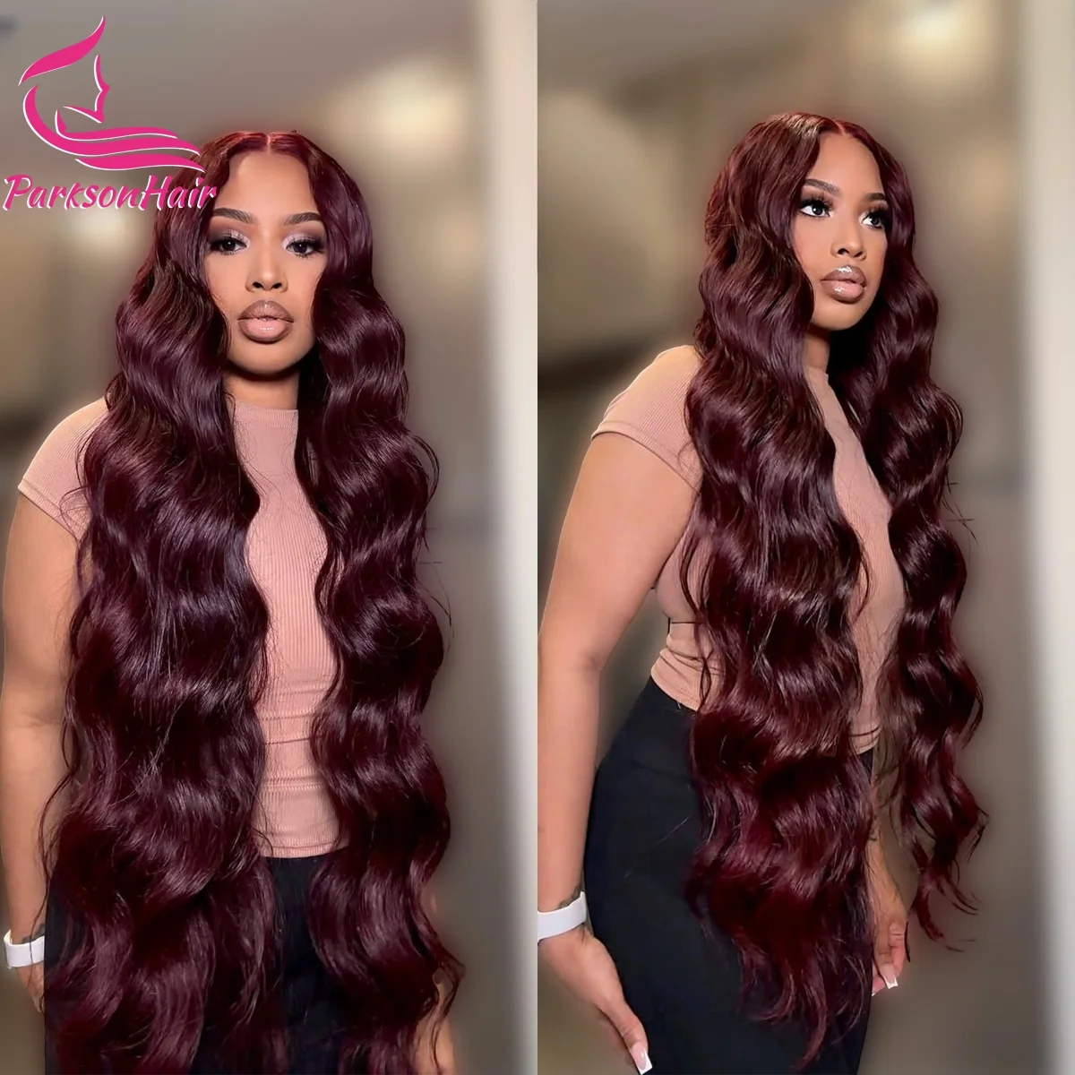 الشوكولاته البني 13X4 HD الدانتيل أمامي خصلات الشعر المستعار الإنسان الجسم موجة البرازيلي 13X6 الدانتيل شعر مستعار أمامي براون 250% الكثافة للنساء 34In