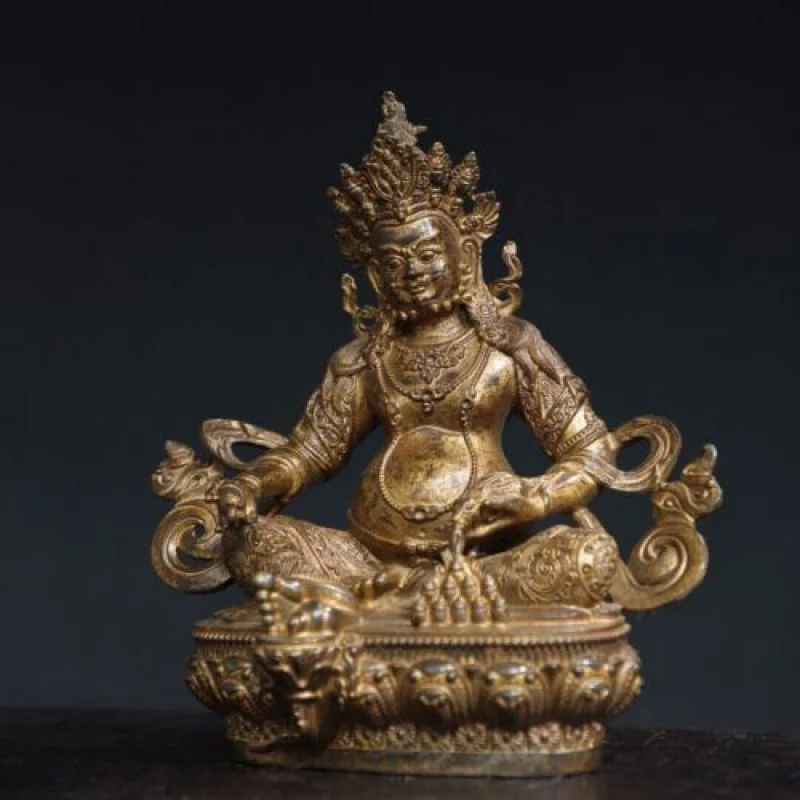 

8" China old Tibet Tibetan Buddhism temple Bronze gilt Yellow Jambhala statue