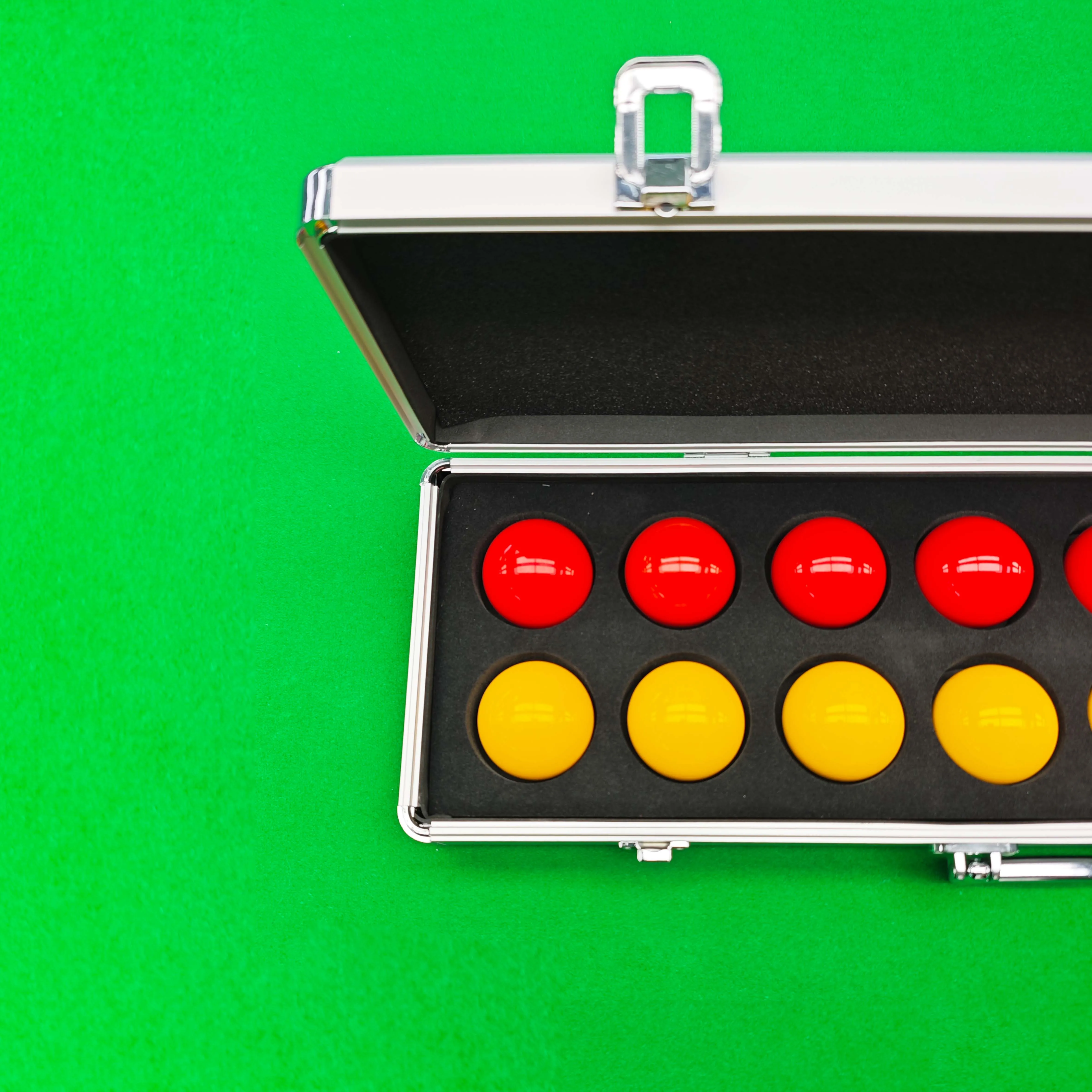 

Customizable Pool Table Accessories With 50.4mm Red And Yellow Resin Balls Diamond Pattern Cue Ball Box Logo-English Billiards