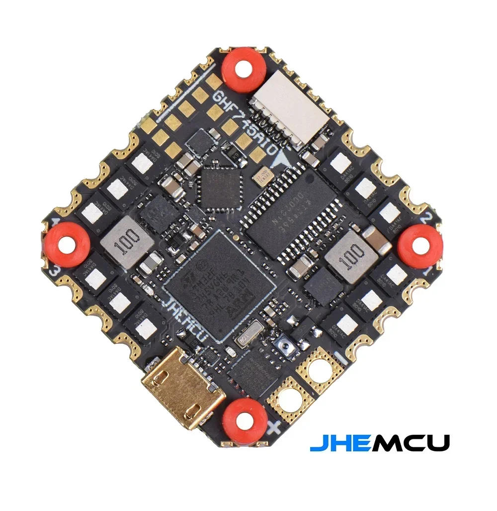 

JHEMCU GHF745AIO MPU6000 F745 Контроллер полета BLHELI32 G071 40A/50A 4in1 ESC 25,5X25,5 мм 3-6S для FPV дронов для фристайла