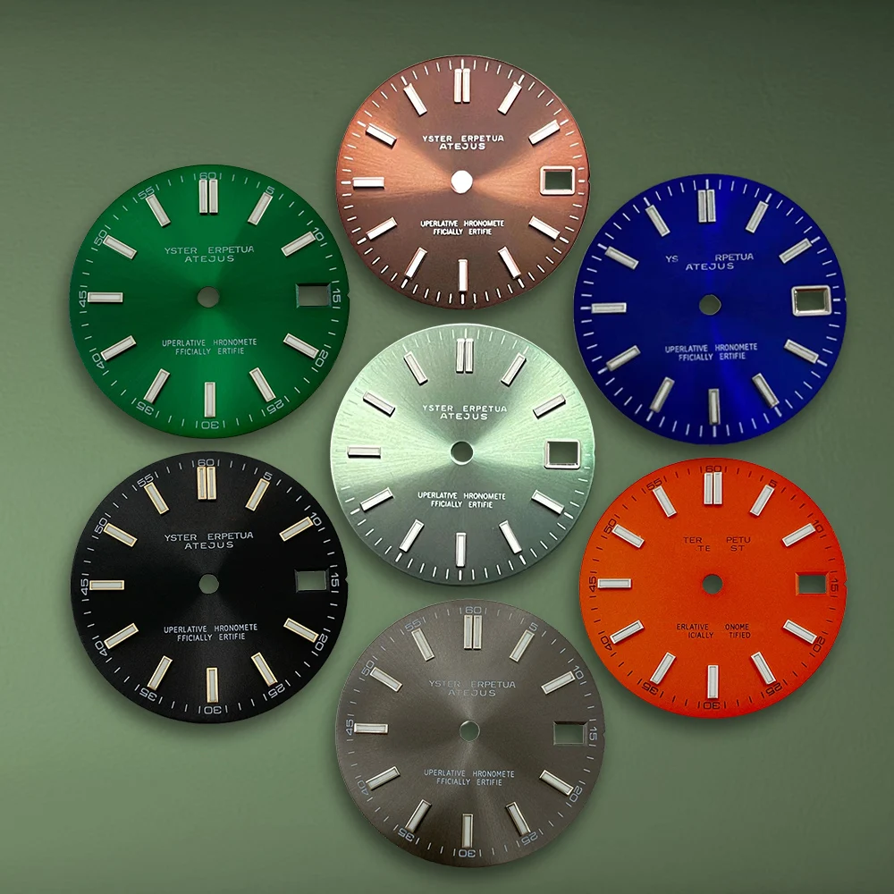 28,5mm S Logo journa-l Sunray minuto Dial Fit NH35/NH36/4R/7S movimiento hielo azul luminoso reloj modificación accesorios Metal
