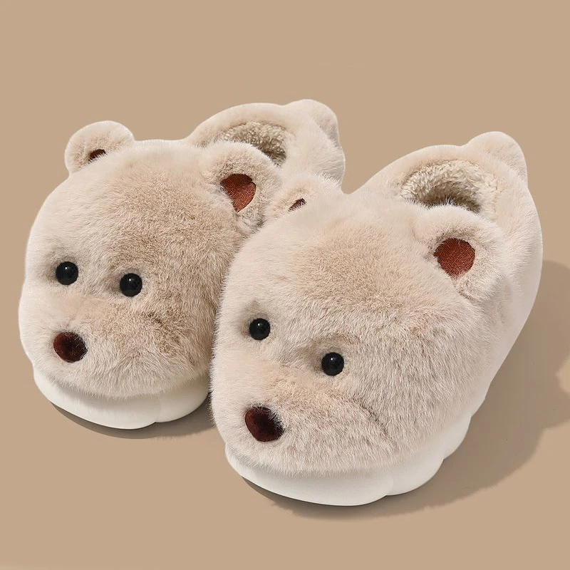 

Plush Rabbit Slippers Non-Slip Home Slippers Closed Toe Fluffy Couple Slippers Women Winter Funny Cartoon Cotton Shoes Fur Slide