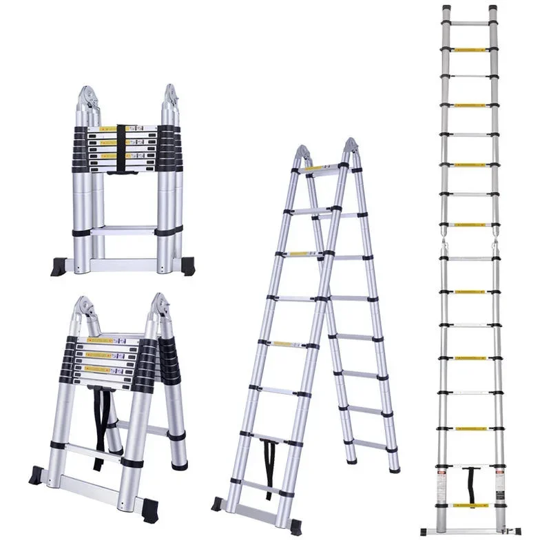 Postmodern 2.2M+2.2 Meters Portable Herringbone Straight 2 In 1 Ladder Household Folding Extension Telescopic Auminum Ladders
