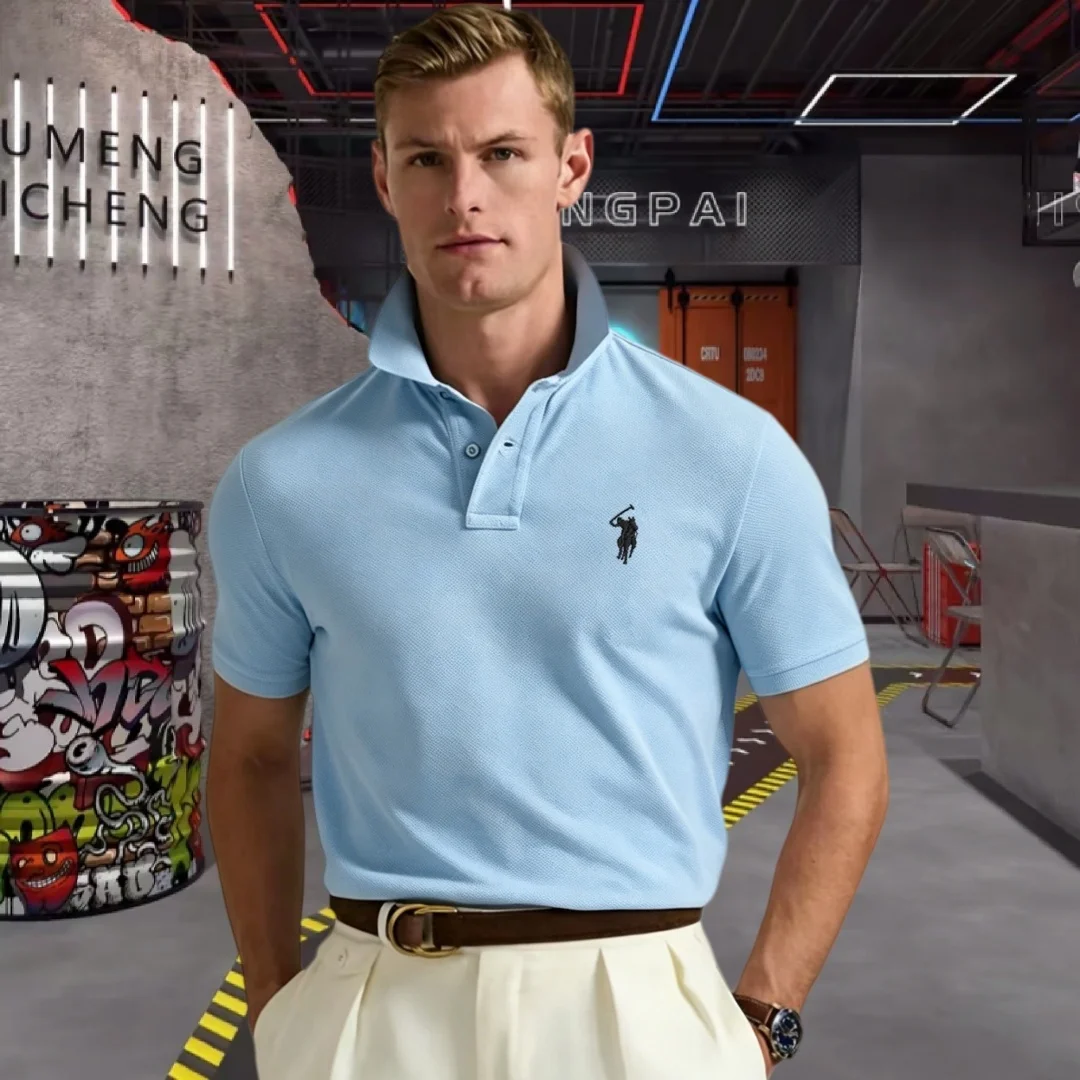 100% pure cotton high-end brand men's short sleeve polo shirt 2026 summer luxury fashion pony embroidery golf top casual T-shirt