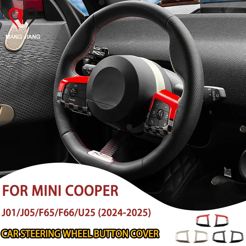Car Steering Wheel Button Frame Cover Stickers For Mini Cooper Countryman U25 F65 F66 Cooper E SE J01 J05  Car Accessories