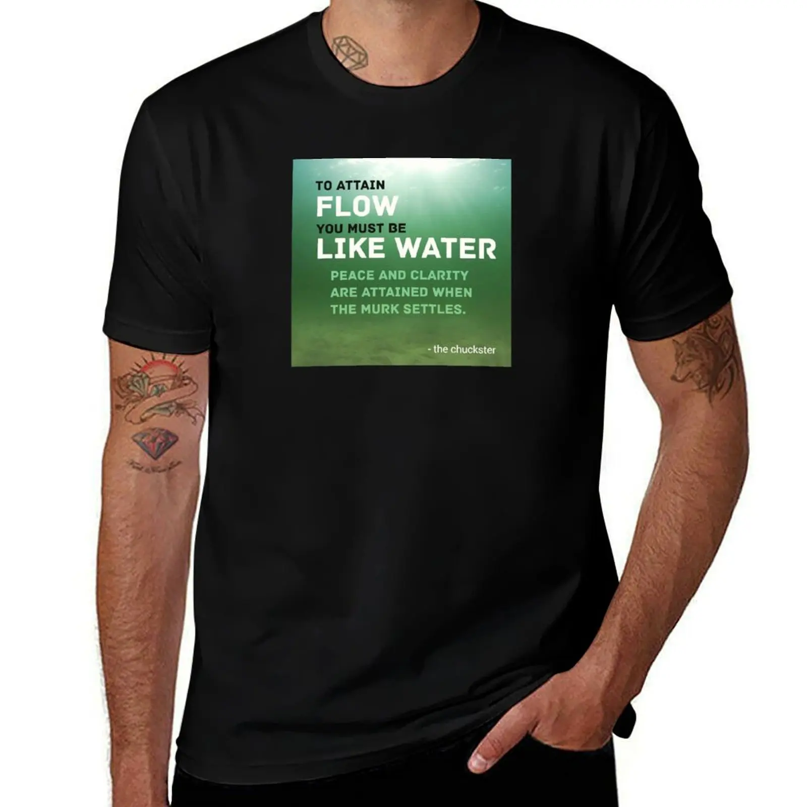 T-shirt TO ATTAIN FLOW BE LIKE WATER, t-shirt confortable à manches courtes pour l'entraînement