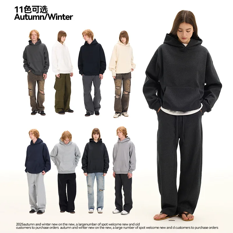 

Толстовка унисекс с капюшоном на флисовой подкладке, однотонная, утепленная, для мужчин и женщин, осенняя