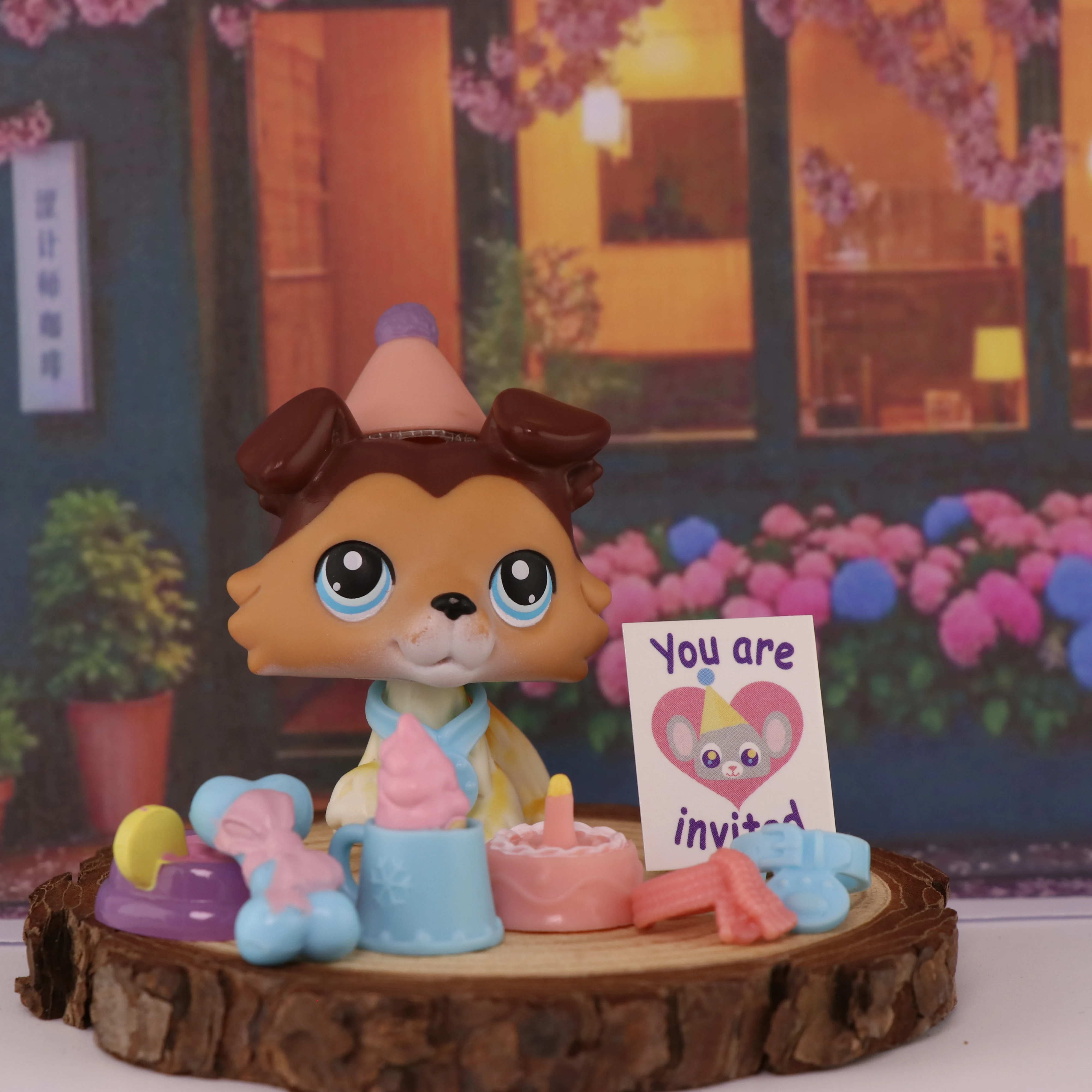 

LPS Minilpsshop Pet Shop Bobble Head Cute Toy Collie And Accessories Children's Gift for Boy and Girl Collectible Ornaments