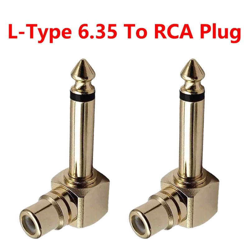 

RCA Female Jack to 1/4 inch Mono Male Plug Right Angle Audio Adapter gold for converting a RCA plug into 6.35mm